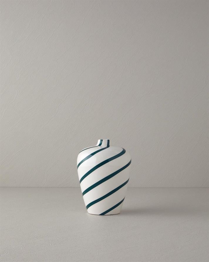 Vaza, Stripe, dolomita, 14x14 x19 cm, verde