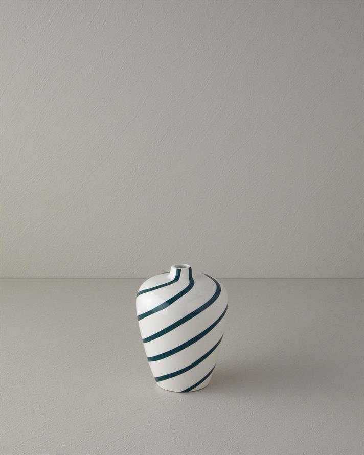 Vaza, Stripe, dolomita, 14x14 x19 cm, verde