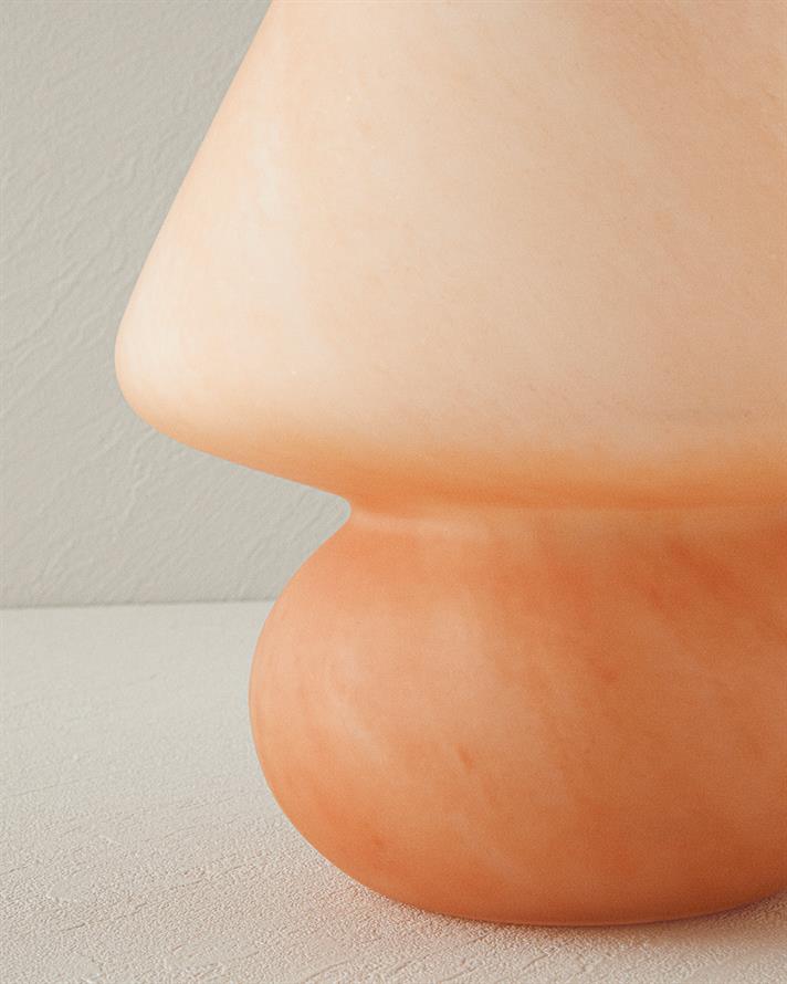 Veioza, Mushroom, sticla, 23x21 cm, crem