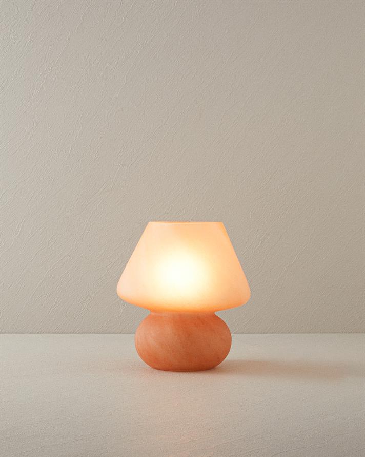 Veioza, Mushroom, sticla, 23x21 cm, crem