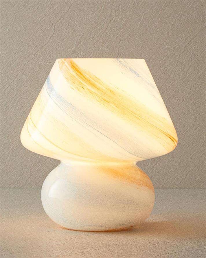 Veioza, Mushroom, sticla, 23x21 cm, multicolor