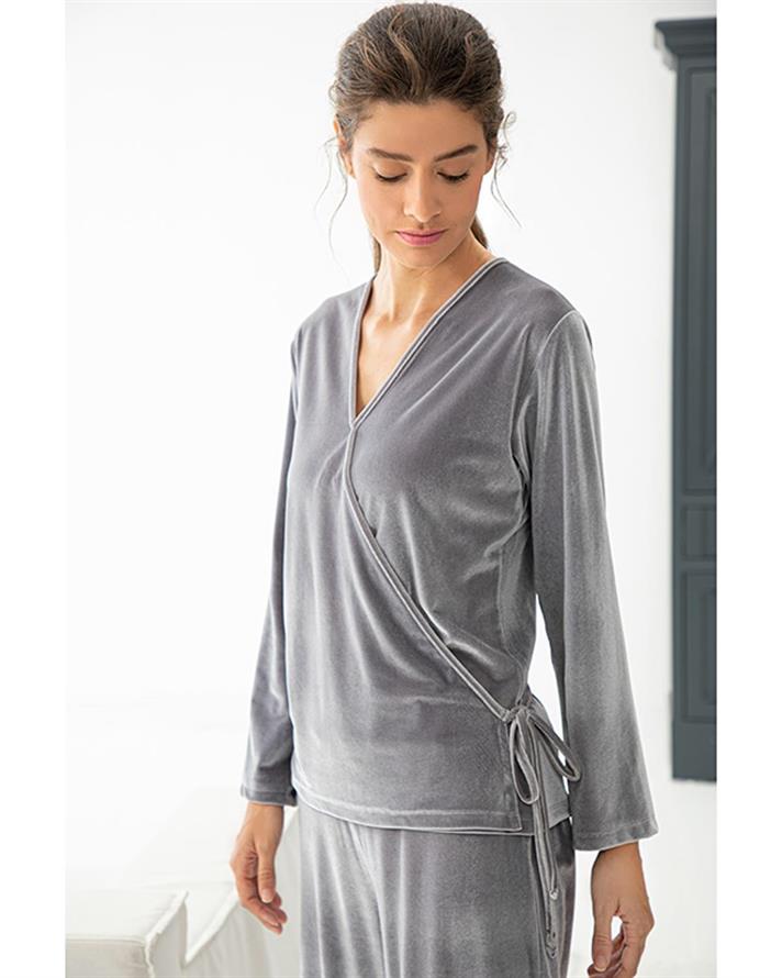 Velvet Touch Set De Pijamale Damă, Catifea, Xl, Albastru İnchis