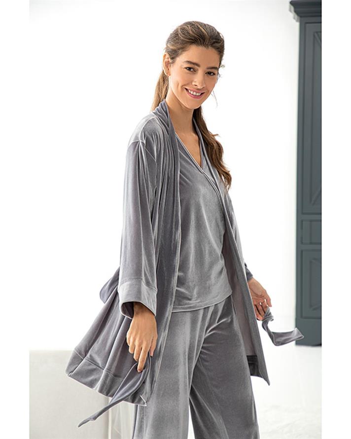 Velvet Touch Set De Pijamale Damă, Catifea, Xl, Albastru İnchis