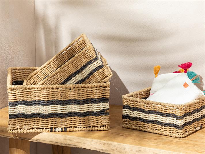 Venice Coș, Tricotat, 22*22*10Cm, Damson - Albastru Marin