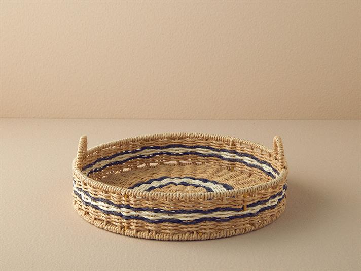 Venice Knitting Decorative Tray 30x5 cm Natural - Black