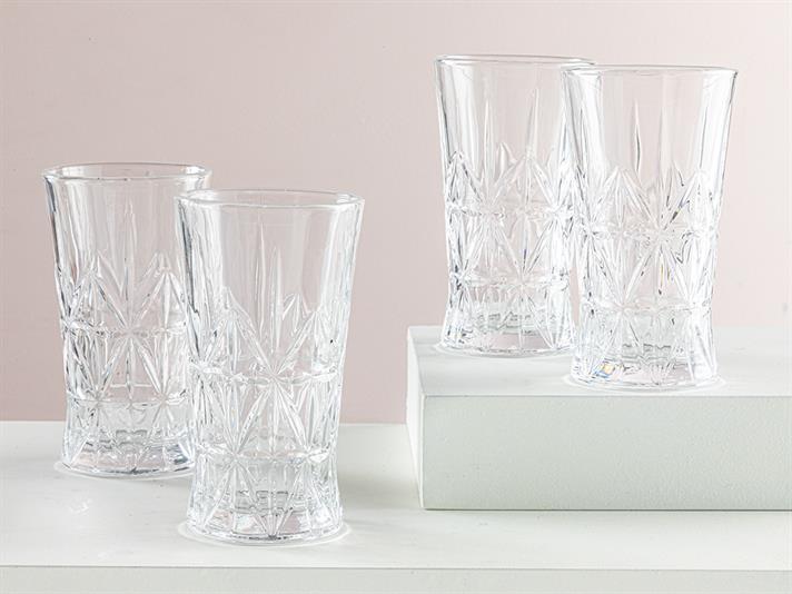 Set 4 pahare suc, Vera, portelan, 290 ml, transparent