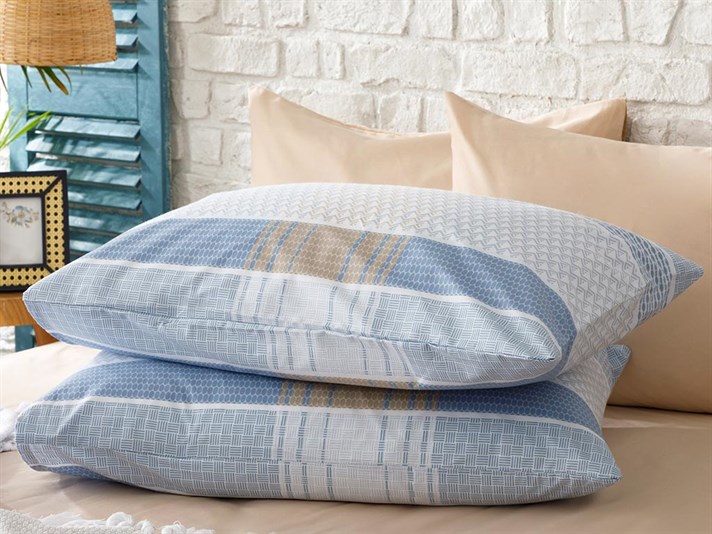Verificare urbană Cu Bumbac Cu 2 Piese Față De Pernă 50x70 cm Albastru