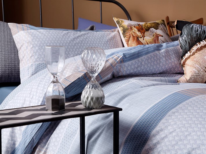 Verificare urbană Cottony Double Person  SET LENJERIE DE PAT 200x220 cm Albastru.