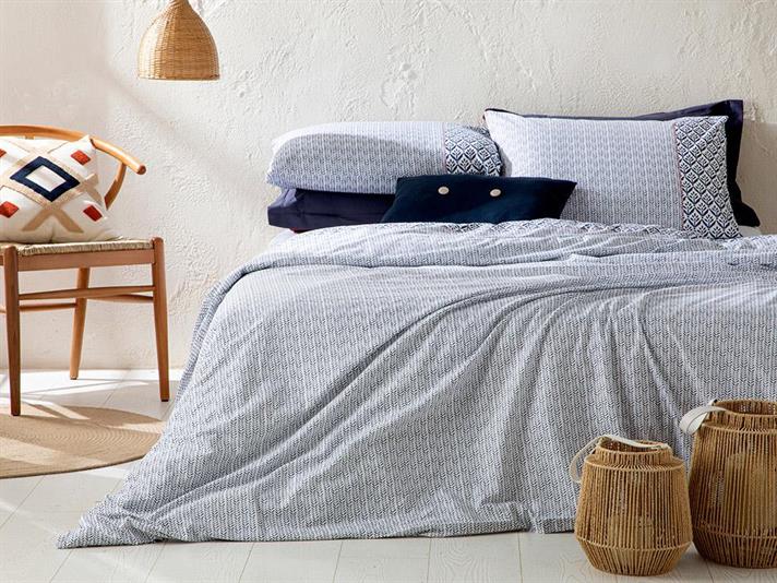 Vernal Pleasure Cu Bumbac Super King Set Lenjerie De Pat 260x220 cm Indigo.