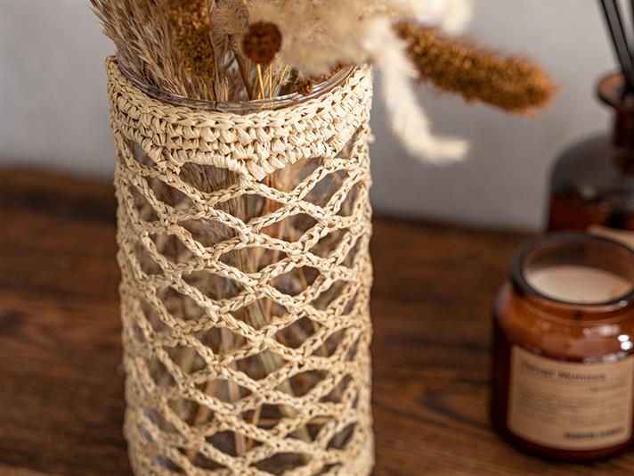 Vază, Verona, sticlă, 9x9x20 cm, crem