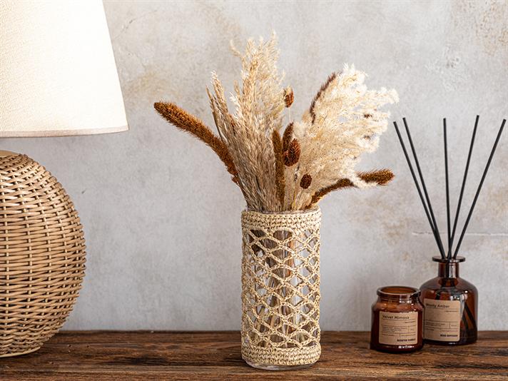 Vază, Verona, sticlă, 9x9x20 cm, crem