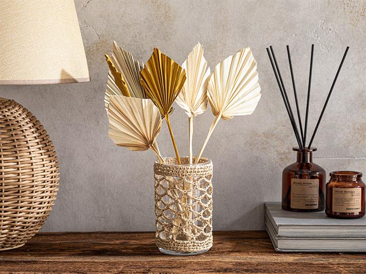 Vază, Verona, sticlă, 9x9x23,5 cm, crem