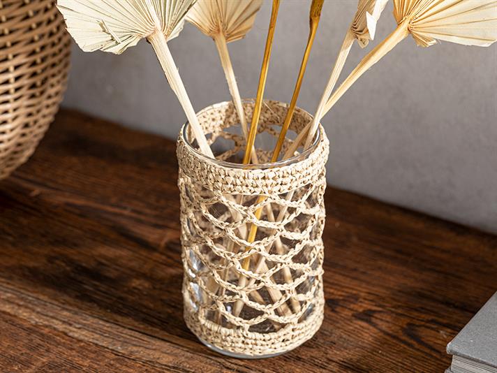 Vază, Verona, sticlă, 9x9x23,5 cm, crem