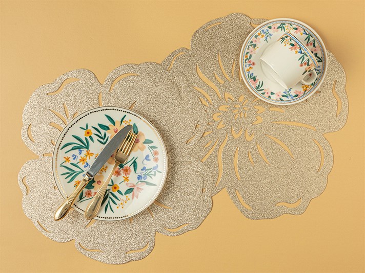 Veronika PVC 2 Set Place Mat 38 cm Gold