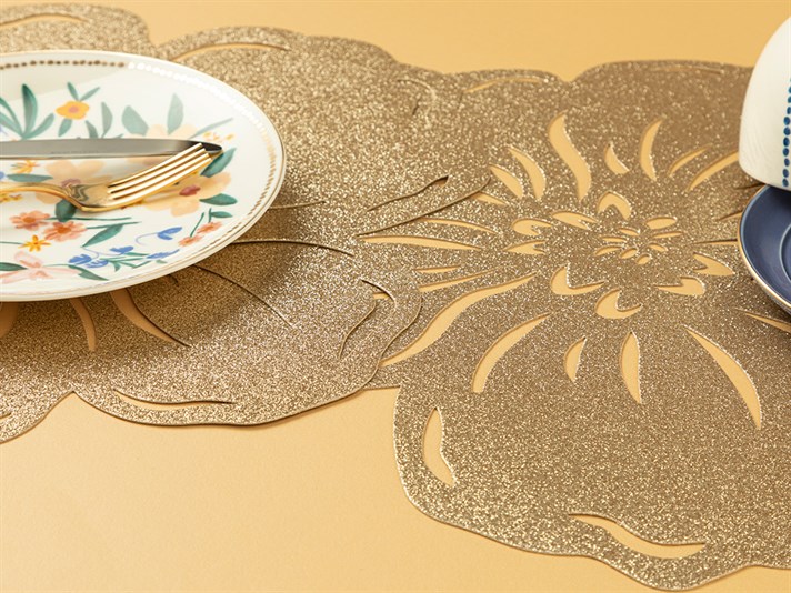 Veronika PVC 2 Set Place Mat 38 cm Gold