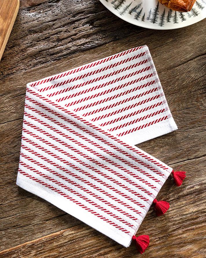 Vertical Cotton Fringed Drying Cloth 30x50 cm Red