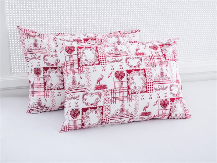 Viața de cabană Cu Bumbac Cu 2 Piese Față De Pernă 50x70 cm Bordo