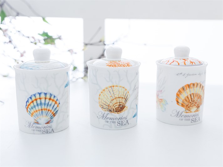 Life Of Sea Bone China 3 pcs Cruet Blue