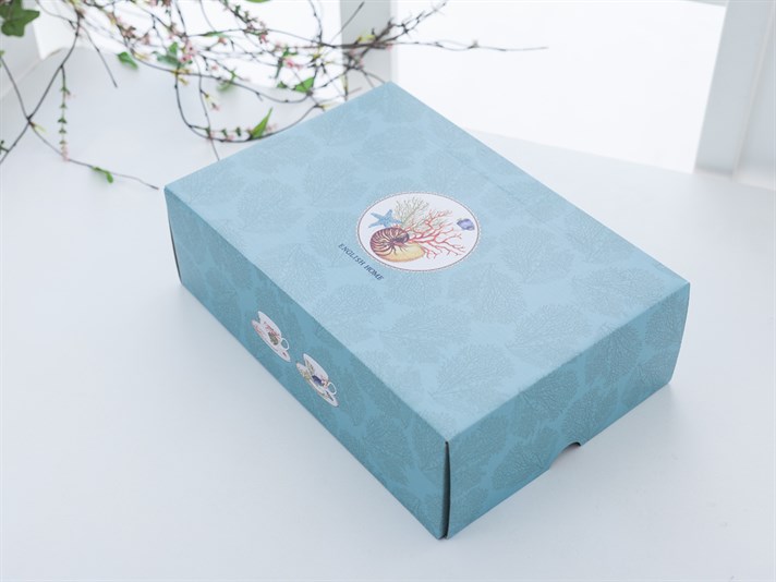 Life Of Sea Bone China 4 Pieces 2 Servings Tea Cup 210 ml Blue