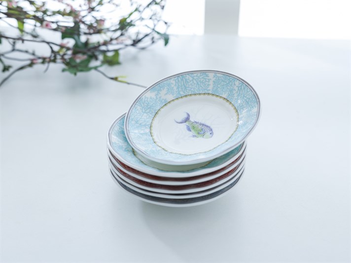 Life Of Sea Bone China 6 pcs Tea Plate 10x10 cm Blue