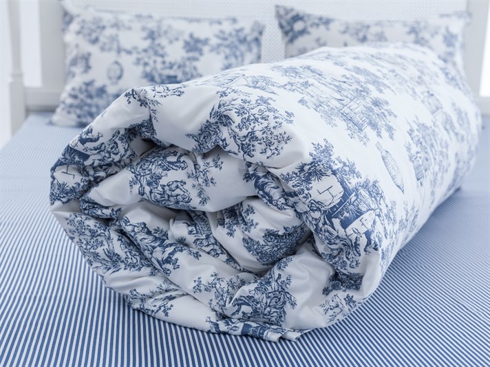 Viața de sat Bumbac Satinat Double Set Lenjerie De Pat 200x220 cm Bleumarin