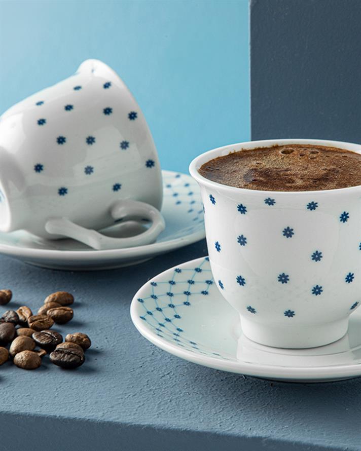 Vinka Set De Cești De Cafea 4 Bucăți Pentru 2 Persoane, Porțelan, 80 Ml, Mentă - Roz Deschis