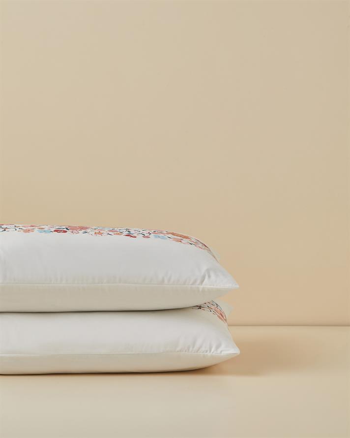 Vintage Floral Ușor De Călcat Cu 2 Piese Față De Pernă 50x70 cm Roz