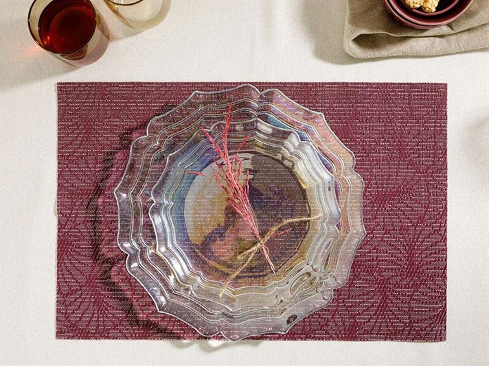 Viola PVC 4 Set Kitchen Table Mat 30x45 cm Claret Red
