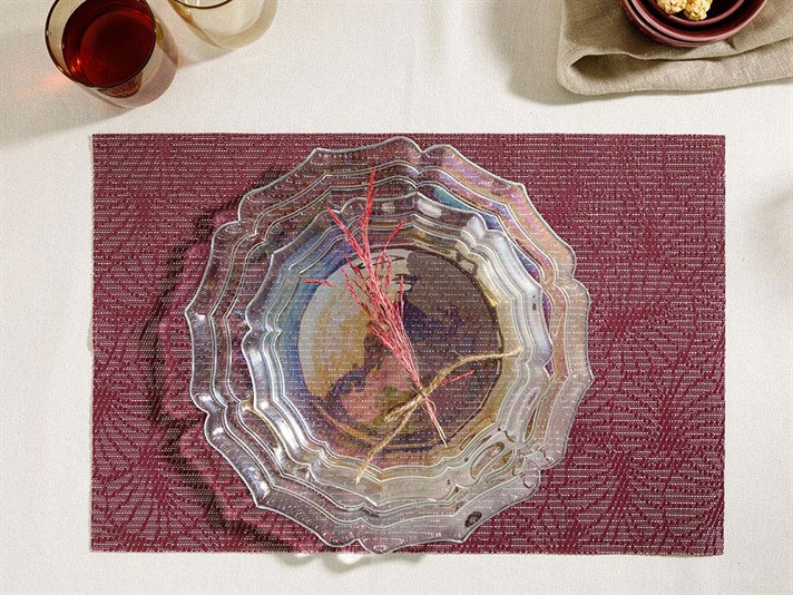 Viola PVC 4 Set Kitchen Table Mat 30x45 cm Claret Red