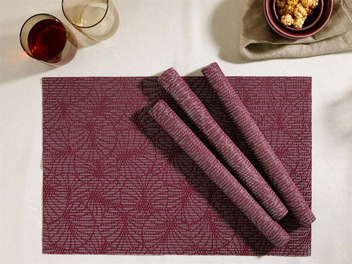 Viola PVC 4 Set Kitchen Table Mat 30x45 cm Claret Red