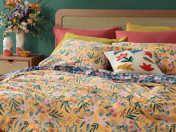 Vivacity Bloom Set De Lenjerıe De Pat Meniu Mare, Din Bumbac, 240*220 Cm, Galben