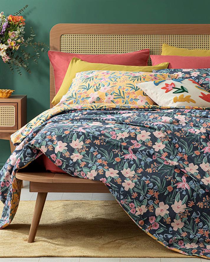 Vivacity, Set husă de pilotă cu față de pernă, pentru o persoană, bumbac, 160x220 cm/ 50x70 cm, galben