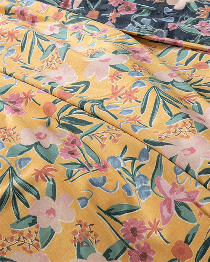 Vivacity, Set husă de pilotă cu față de pernă, pentru o persoană, bumbac, 160x220 cm/ 50x70 cm, galben