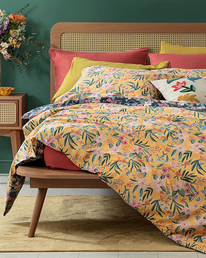 Vivacity, Set husă de pilotă cu față de pernă, pentru o persoană, bumbac, 160x220 cm/ 50x70 cm, galben