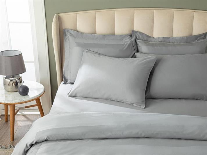 Vivian Set Lenjerie De Pat Dublu 4 Perne - Set Lenjerie De Pat Satin Din Bumbac | English Home, 200 x 220 cm, Gri