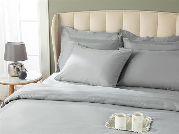 Vivian Set Lenjerie De Pat Dublu 4 Perne - Set Lenjerie De Pat Satin Din Bumbac | English Home, 200 x 220 cm, Gri