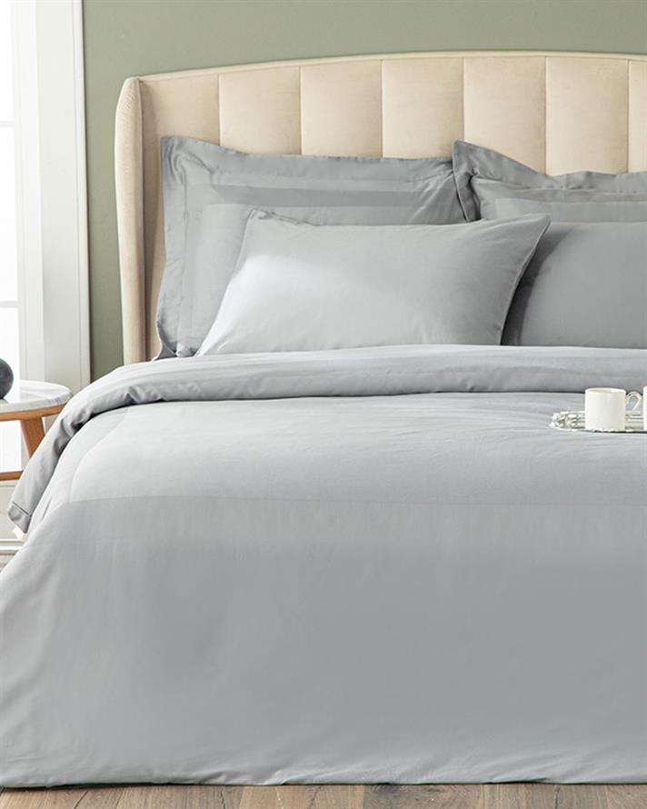 Vivian Set Lenjerie De Pat King Size 4 Perne - Set Lenjerie De Pat Satin Din Bumbac | English Home, 240 x 220 cm, Gri