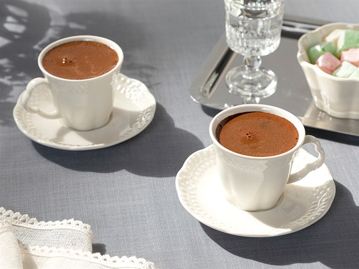 Viyana Porcelain 4 Parça 2 Kişilik Coffee Cup Set 80 ml Light Cream