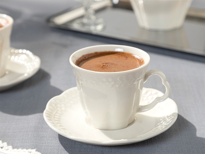 Viyana Porcelain 4 Parça 2 Kişilik Coffee Cup Set 80 ml Light Cream