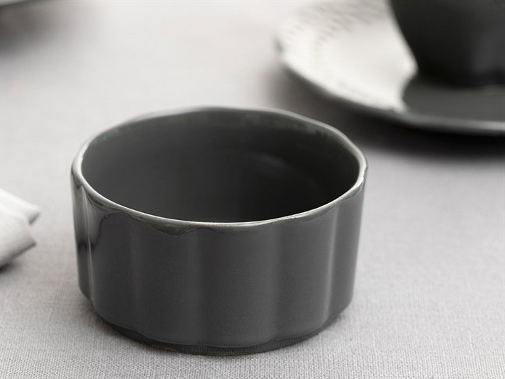 Viyana Porcelain Souffle Dish 8,5 cm Anthracite