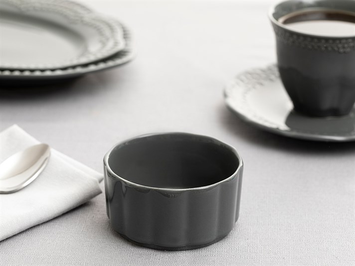 Viyana Porcelain Souffle Dish 8,5 cm Anthracite