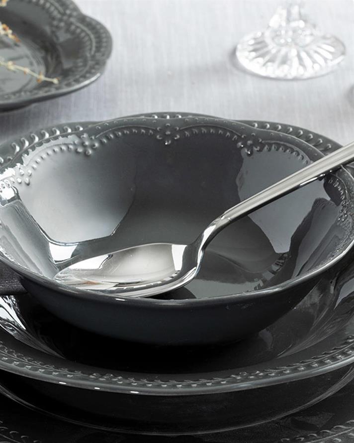 Viyana Porcelain Soup Bowl 16 cm Anthracite