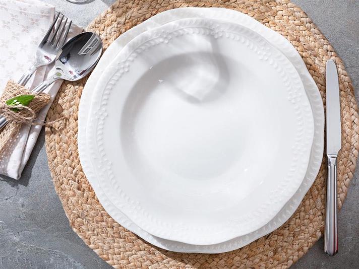 Viyana Porcelain Dinner Plate 23 cm Light Cream