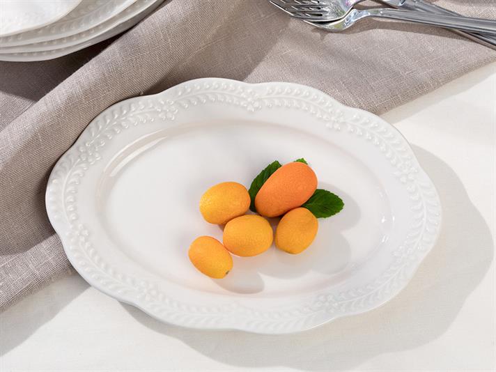 Viyana Porțelan Farfurıe Ovală 30 Cm Crema Usoara.