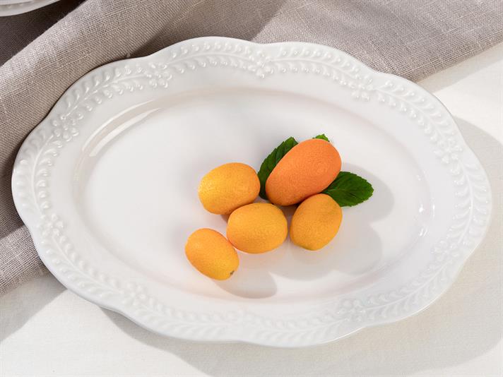 Viyana Porțelan Farfurıe Ovală 30 Cm Crema Usoara.