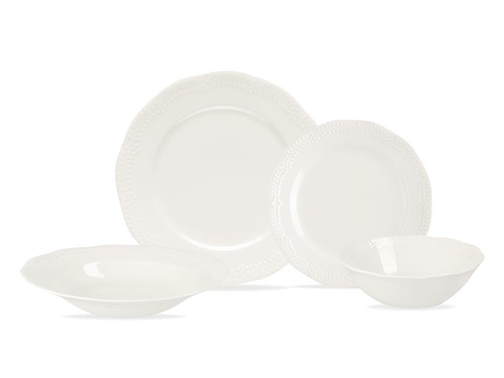 Viyana Porcelain Dinner Set 24 ParÃ§a 6 kiÅilik Cream
