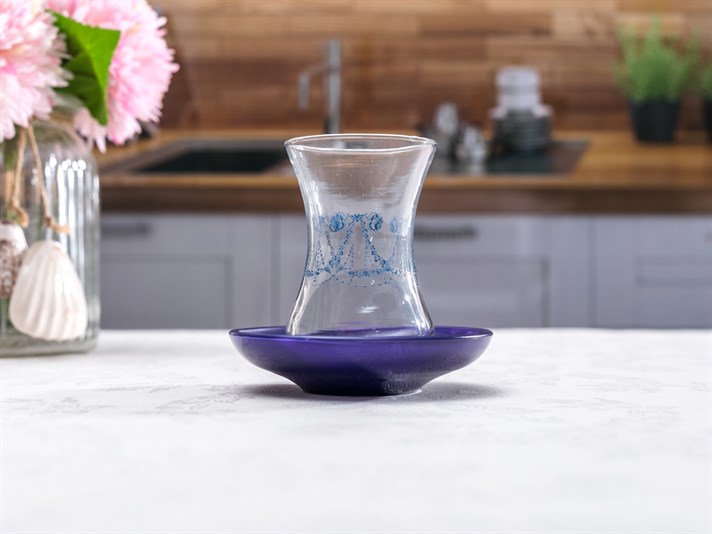 Voiaj albastru Glass 12 Parça 6 Kişilik Set Ceainic 125 ml Dark Blue