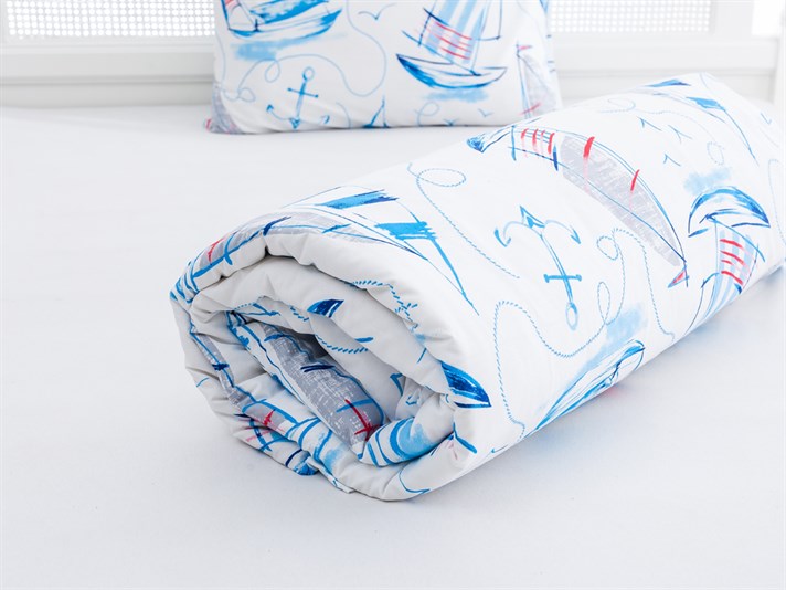 Voiaj albastru Cu Bumbac Single Lenjerie De Pat 160x220 cm Albastru