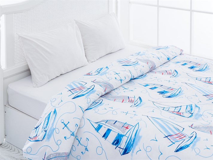 Voiaj albastru Cu Bumbac Double Lenjerie De Pat 200x220 cm Albastru