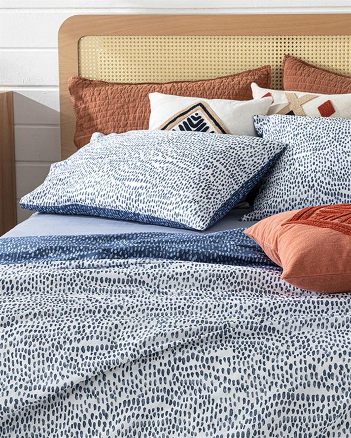 Water Drop Bumbac Double Set Lenjerie De Pat 200x220 cm Indigo.